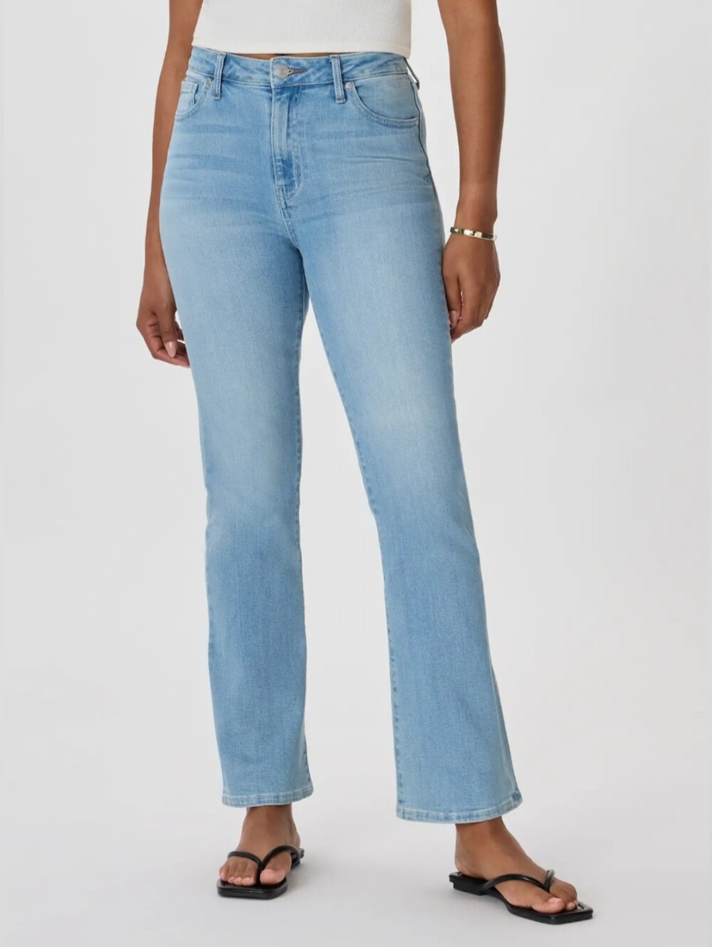 Quince Bella Stretch High Rise Kick Ankle Flare Jeans Frosted Blue Size 27